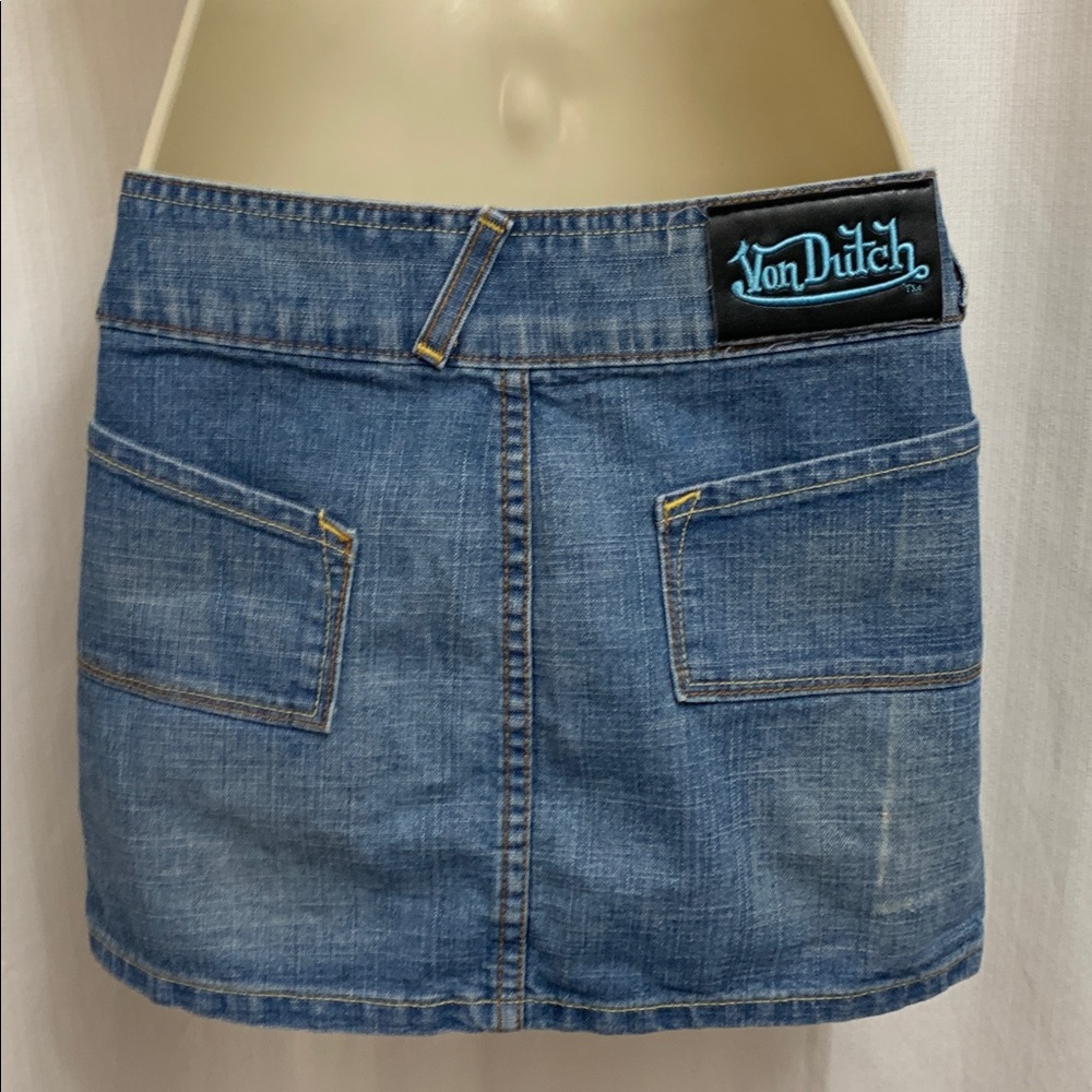 Von Dutch Vintage Y2K Light Blue Denim Mini Skirt